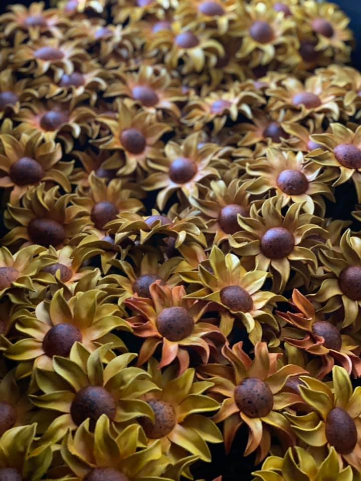 Sunflower leather piece
