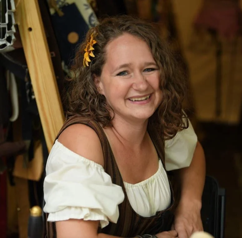 Lindy at her workbench